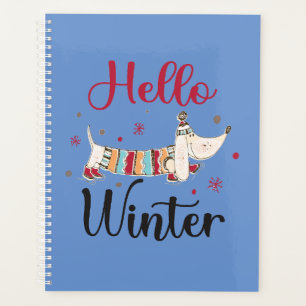 Cute ice skating dog planner