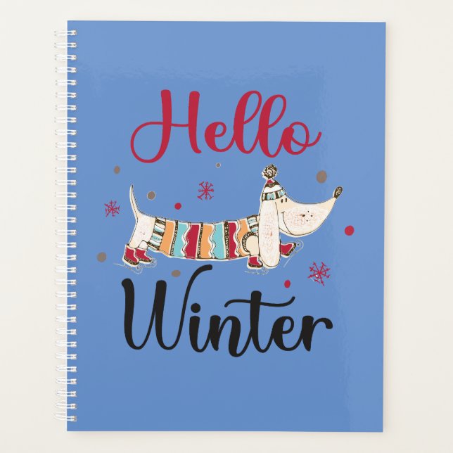 Cute ice skating dog planner (Front)