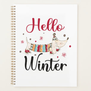 Cute ice skating dog planner