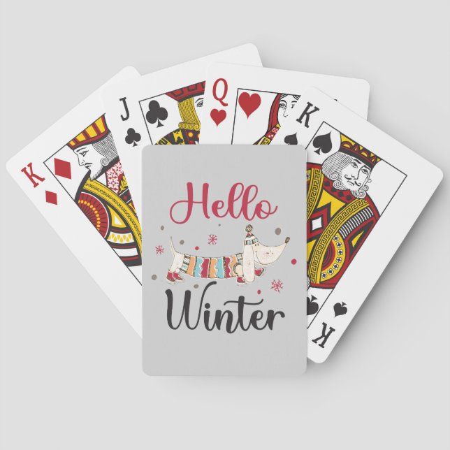 Cute ice skating dog playing cards (Back)