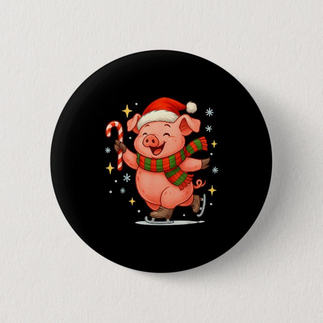 Cute Ice Skating G Funny Santa Christmas Holiday  6 Cm Round Badge (Front)