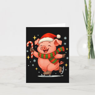 Cute Ice Skating G Funny Santa Christmas Holiday Card