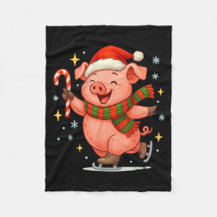 Cute Ice Skating G Funny Santa Christmas Holiday  Fleece Blanket