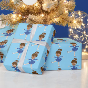 Cute Ice Skating Girl Custom Kids Photo Christmas Wrapping Paper