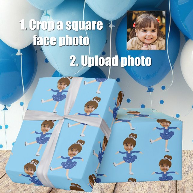Cute Ice Skating Girl Custom Kids Photo Christmas Wrapping Paper (Creator Uploaded)