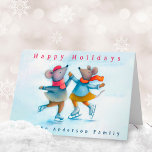 Cute Ice Skating Mice Watercolor Holiday Card<br><div class="desc">Send your best holiday wishes with a pair of darling ice skating mice. Fully customisable inside and out. Great for any winter celebration.</div>