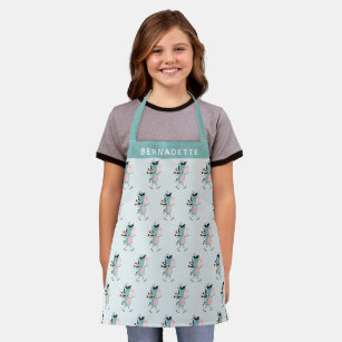 Cute Ice Skating Unicorn in Teal Personalised Apron