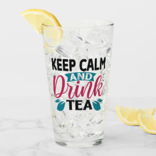 cute iced tea lovers word art glass