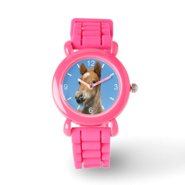 Cute Icelandic Horse Foal Pony Head  - dial-plate Watch (Front)