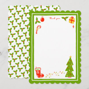 Cute Icons Christmas Holiday CUSTOM Personalized  Thank You Card