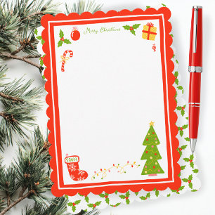 Cute Icons Scalloped CUSTOM Christmas Stationery Holiday Card