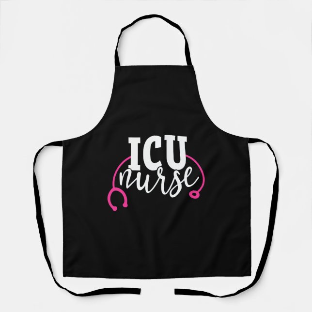 Cute Icu Nurse Pink Stethoscope Intensive Care Uni Apron (Front)