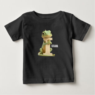 Cute Iguana Letter I Kids T-Shirt Animal Alphabe