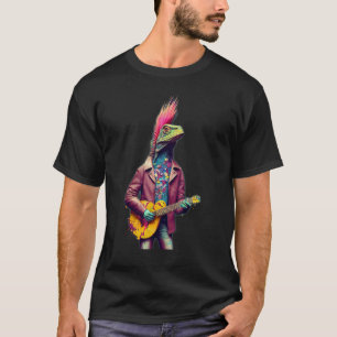 Cute Iguana Playing Guitar T-Shirt