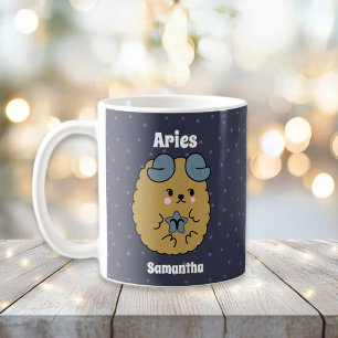 Cute Illustrated Aries Zodiac Personalised Coffee Mug