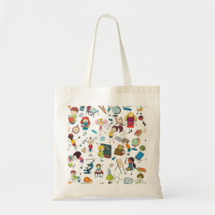 Cute Illustrated Back to School Children Tote Bag