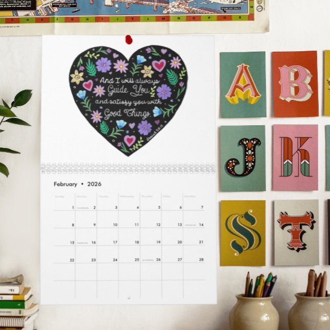 Cute Illustrated Bible Verses Custom Date Calendar (Creator Uploaded)