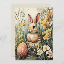 Cute Illustrated Bunny Easter Card