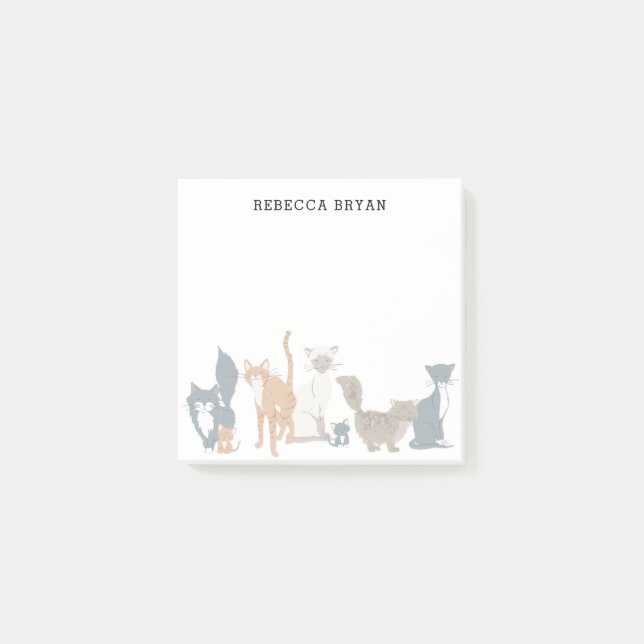 Cute Illustrated Cat Breeds Personalised 01 Post-it Notes (Front)
