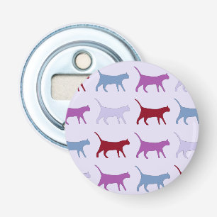 Cute Illustrated Cats Walking Purple Pattern Bottle Opener