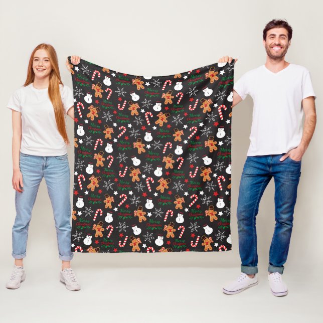 Cute Illustrated Christmas Character  Fleece Blanket (In Situ)