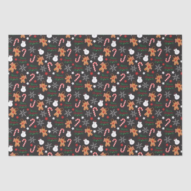 Cute Illustrated Christmas Character  Tissue Paper (Front)