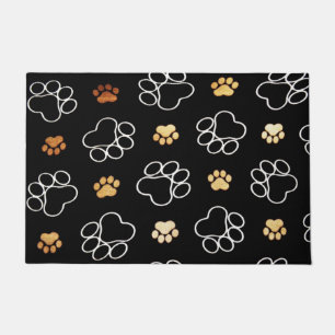 Cute illustrated dog paws doormat
