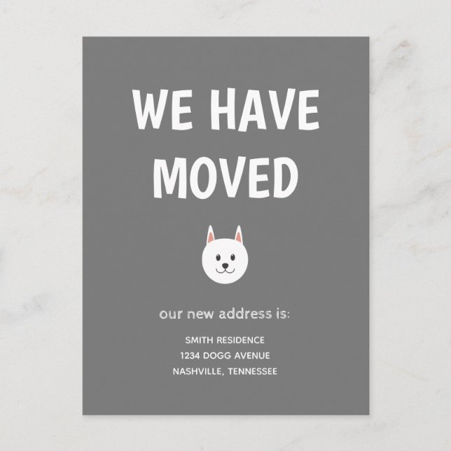 Cute Illustrated Dog We have Moved Announcement Postcard (Front)