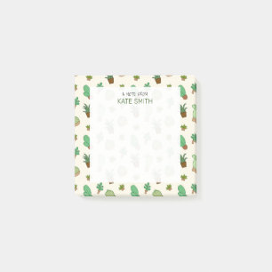 Cute Illustrated Pots of Succulents and Cactus Post-it Notes