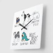 Cute Illustrated Puppy Dogs Poem Dotty Square Wall Clock (Angle)