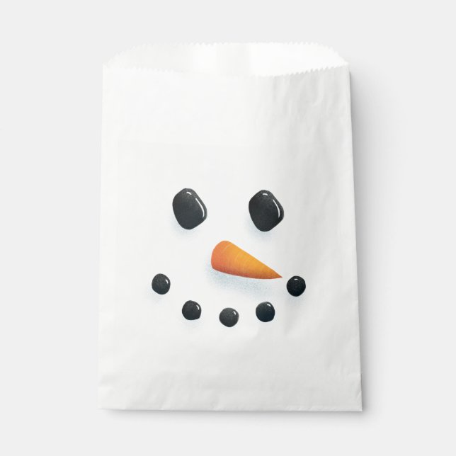 Cute Illustrated Snowman Face Christmas Favour Bags (Front)