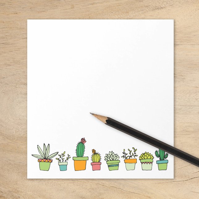 Cute Illustrated Succulent Garden Border Notepad (Creator Uploaded)