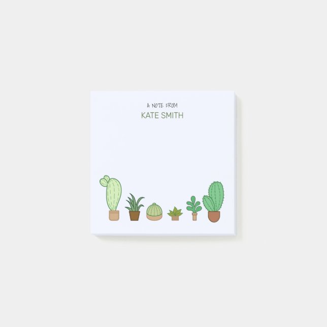 Cute Illustrated Succulents and Cactus Post-it Notes (Front)