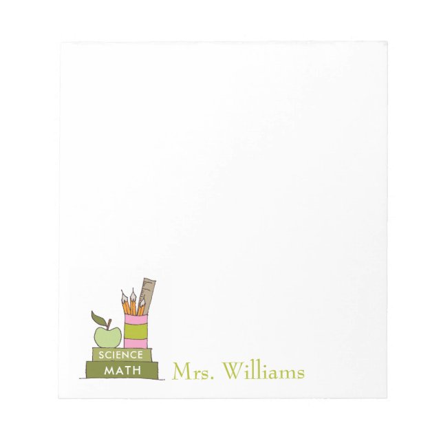Cute Illustrated Teachers Books Teacher  Notepad (Front)