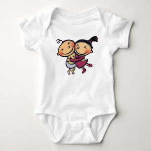 Cute Illustrated Toddlers Hugging Baby Bodysuit
