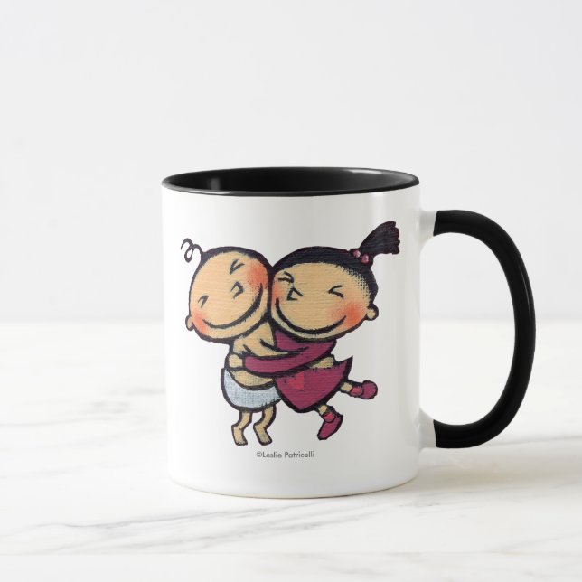 Cute Illustrated Toddlers Hugging Mug (Right)
