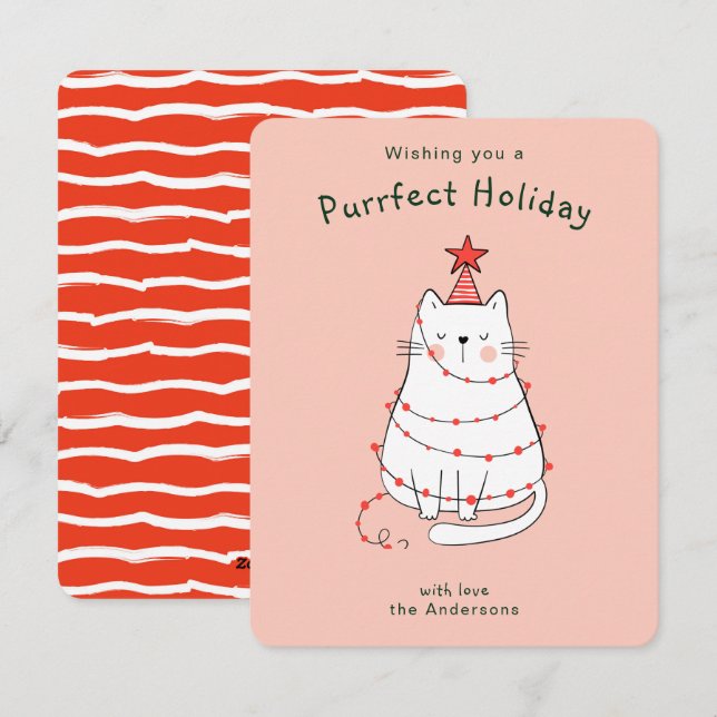 Cute Illustration Cat Holiday Card (Front/Back)