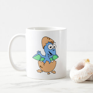 Cute Illustration Of A Baby Pterodactyl Hatching. Coffee Mug