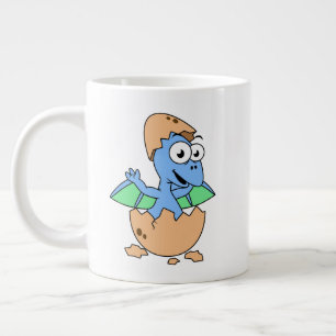 Cute Illustration Of A Baby Pterodactyl Hatching. Large Coffee Mug