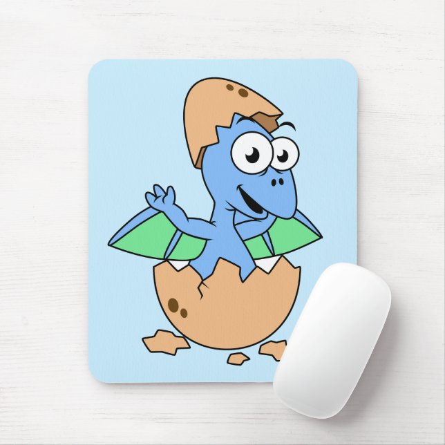 Cute Illustration Of A Baby Pterodactyl Hatching. Mouse Mat (With Mouse)
