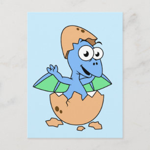 Cute Illustration Of A Baby Pterodactyl Hatching. Postcard