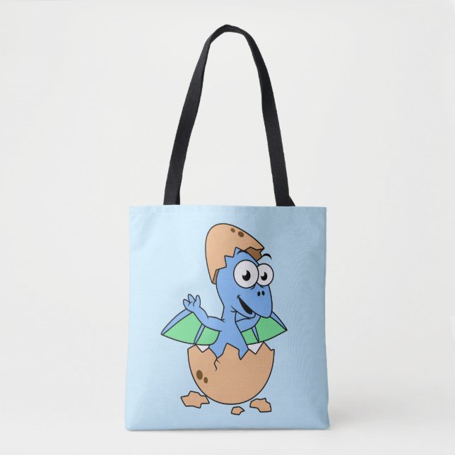 Cute Illustration Of A Baby Pterodactyl Hatching. Tote Bag (Front)