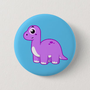 Cute Illustration Of A Brontosaurus Dinosaur. 6 Cm Round Badge