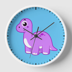 Cute Illustration Of A Brontosaurus Dinosaur. Clock