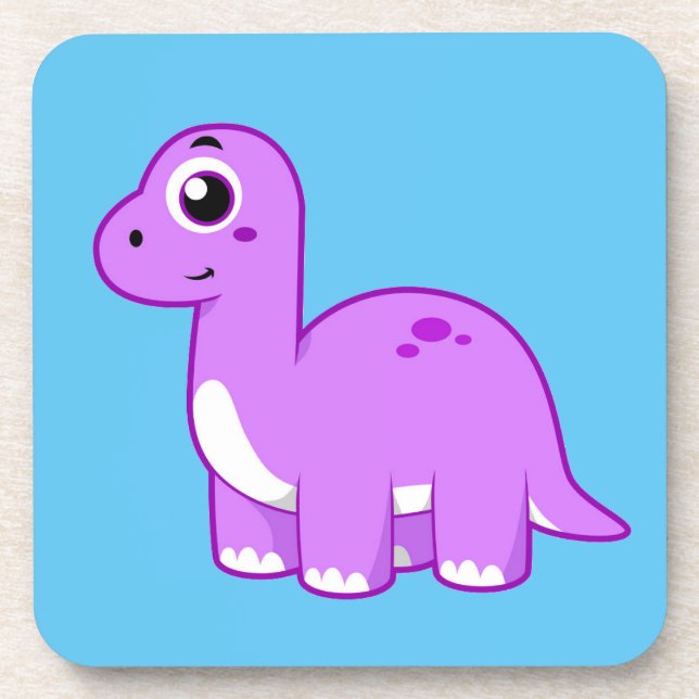 Cute Illustration Of A Brontosaurus Dinosaur. Coaster (Front)