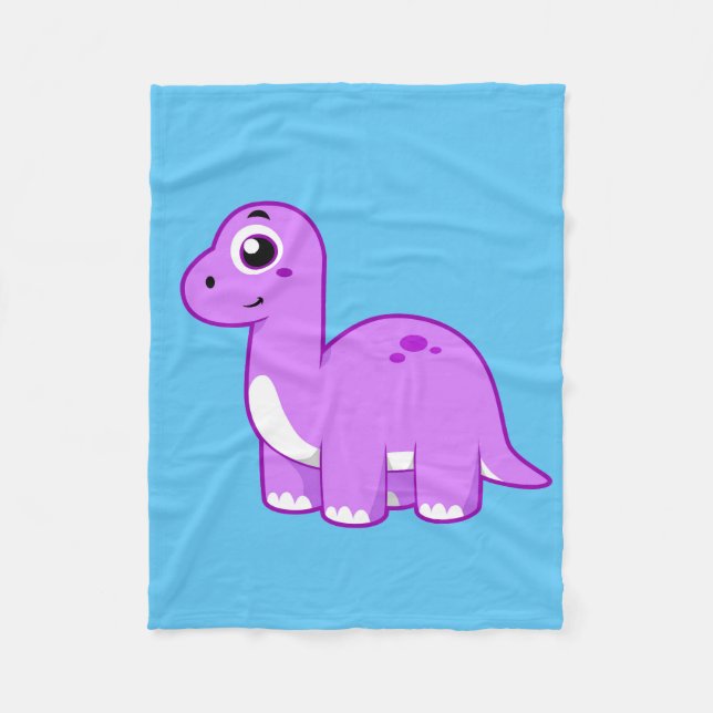 Cute Illustration Of A Brontosaurus Dinosaur. Fleece Blanket (Front)