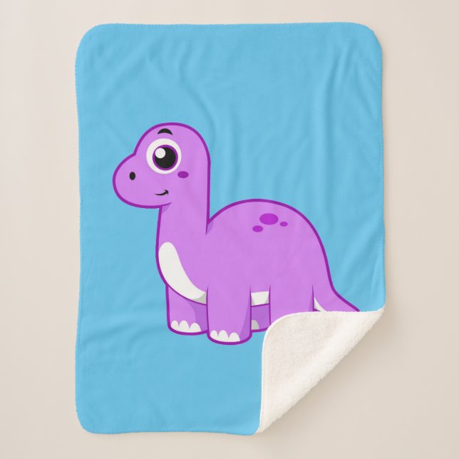 Cute Illustration Of A Brontosaurus Dinosaur. Sherpa Blanket (Front)