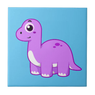 Cute Illustration Of A Brontosaurus Dinosaur. Tile