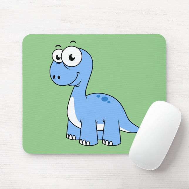Cute Illustration Of A Brontosaurus. Mouse Mat (With Mouse)