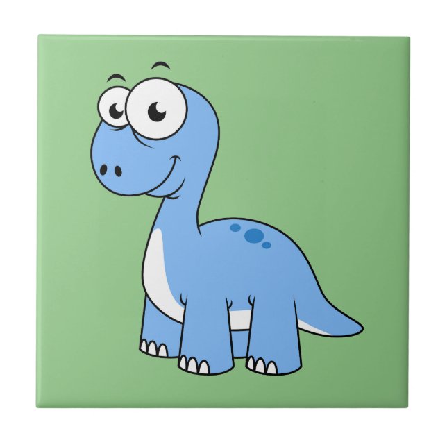 Cute Illustration Of A Brontosaurus. Tile (Front)